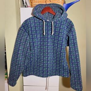 Vintage Boca thick fleece hoodie long sleeve sweater top Green and Blue small